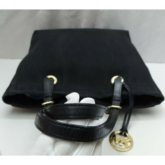 Michael Kors Jet Set Black Canvas Double Handle Tote Shoulder Bag - Picture 5 of 13